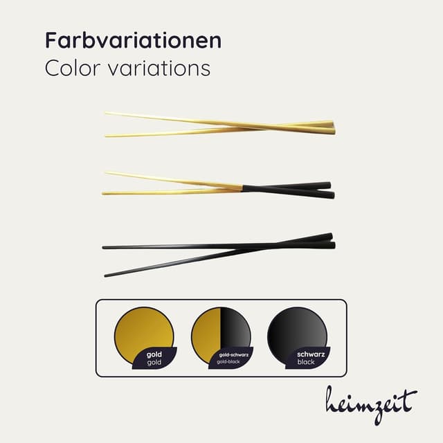 Detalle de Heimzeit Essstäbchen aus Edelstahl in Gold (5 Paar) – spülmaschinenfest & wiederverwendbar