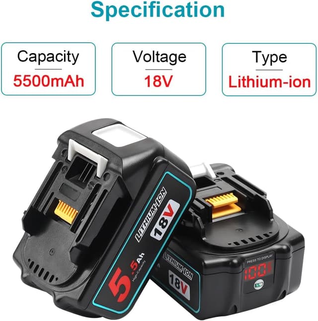 Thumbnail 2 de Powarobor BL1850B Batteria 18V 5,5Ah per utensili cordless