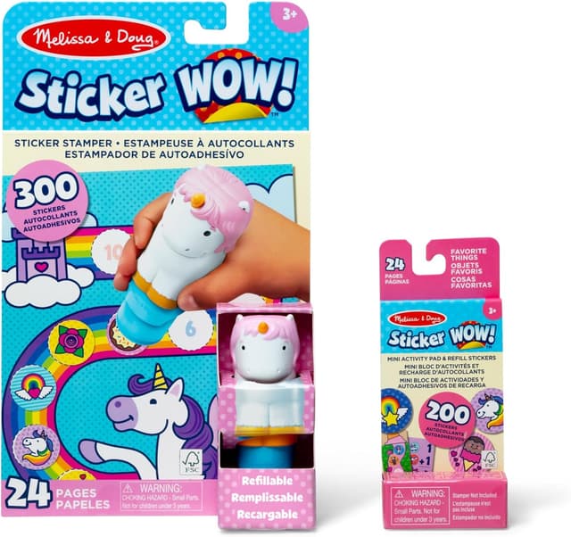 Detalle de Melissa & Doug Sticker Wow Stempel-Set Einhorn mit Nachfüllset – 500 Sticker, nachfüllbarer Stempel und Aktivitätsblock