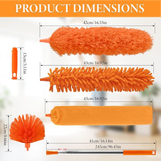 Thumbnail 6 de TAIANJI 7-teilige Teleskop-Staubwedel mit Waschbarem Mikrofaser-Kopf, ausziehbar bis 237 cm