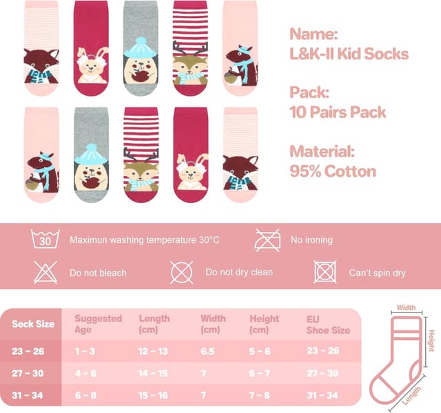 Detalle de Lot de 10 chaussettes enfants en coton L & K-II (licornes multicolores) – pour tout-petits