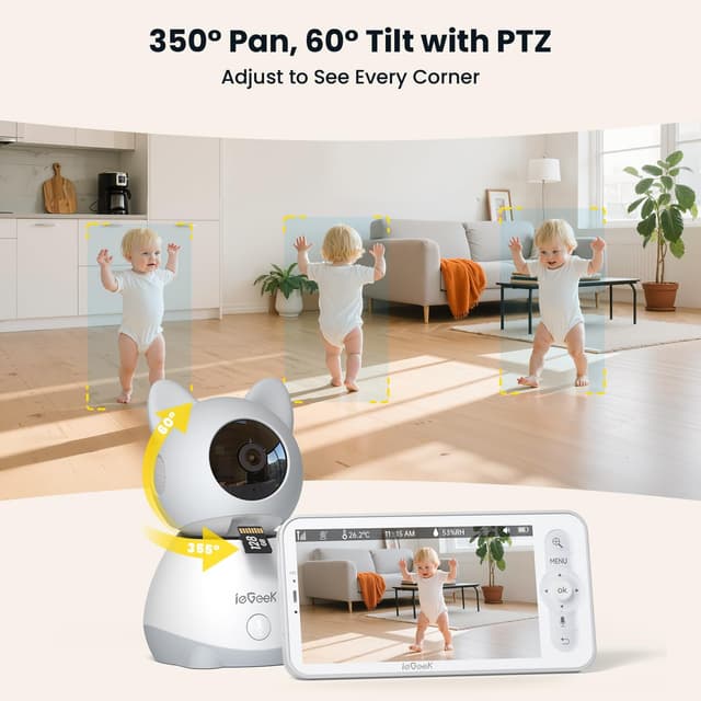 Thumbnail 4 de ieGeek 2K Baby Monitor 5" Screen with PTZ
