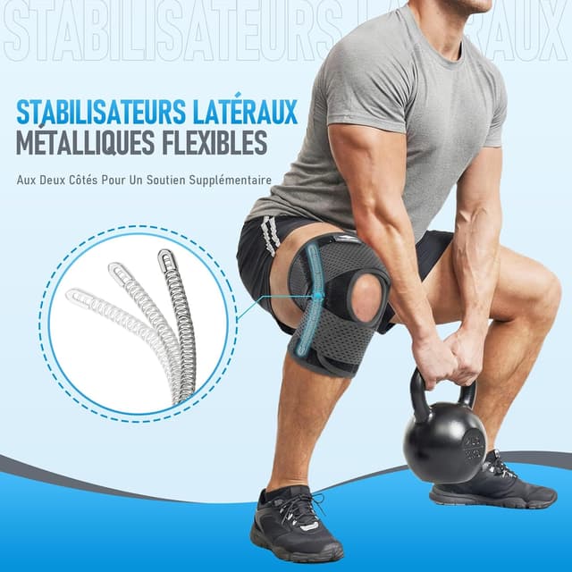 Detalle de Lusenone genouillère sport réglable avec stabilisateurs latéraux (femme & homme) pour arthrose et ménisque