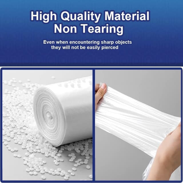 Detalle 2 de OKKEAI small pedal bin liners bathroom bin bags (8l) – clear plastic rubbish bags