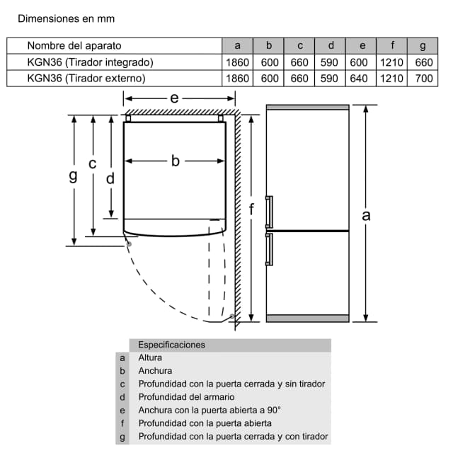 Thumbnail 2 de Bosch KGN36VWED Frigorífico Combi 336 L 📺