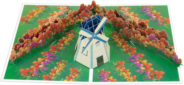 Detalle de Windmühle im Tulpenfeld Pop Up Karte - Grußkarten