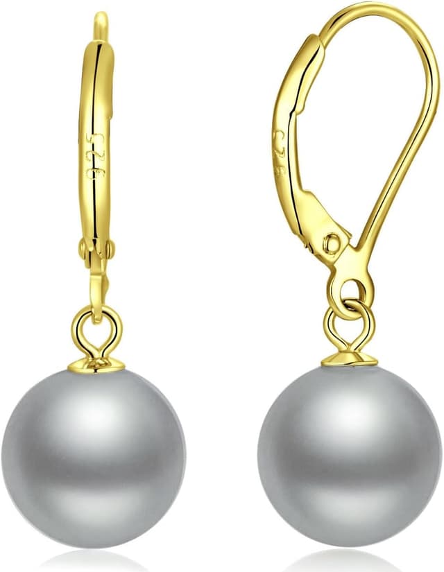 Detalle de jiamiaoi Perlenohrringe aus 925 Sterling Silber mit hängenden Perlen (8–10 mm)