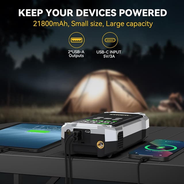 Detalle 2 de YUSMAN Arrancador 12V 8000A con inflador 150 PSI