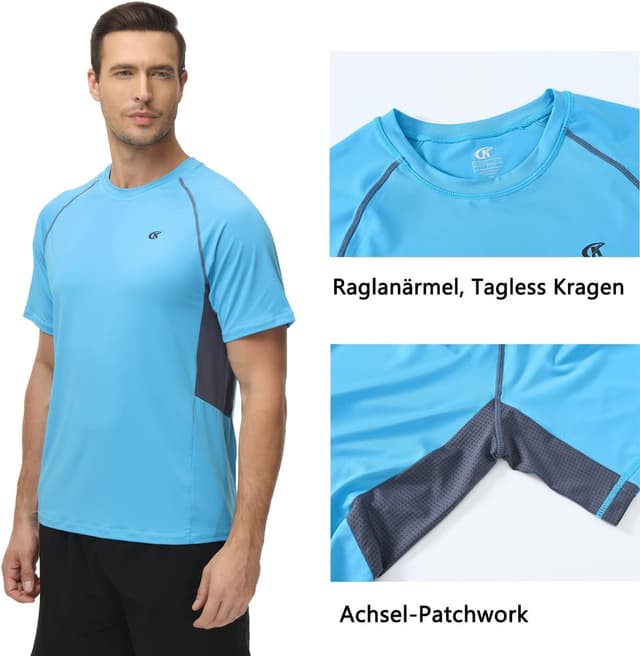 Detalle de Huayuzh Herren UV-Shirt Rashguard (Schwimmshirt, schnelltrocknend, atmungsaktiv)