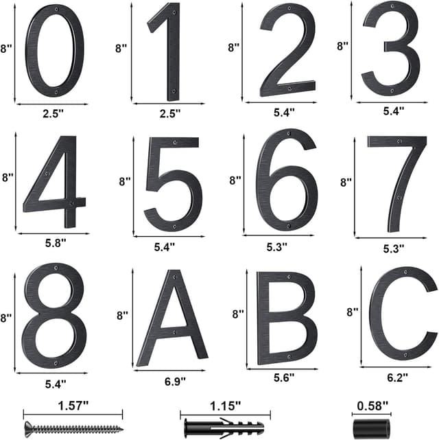 Thumbnail 6 de Numero civico nero 20 cm Yafimea