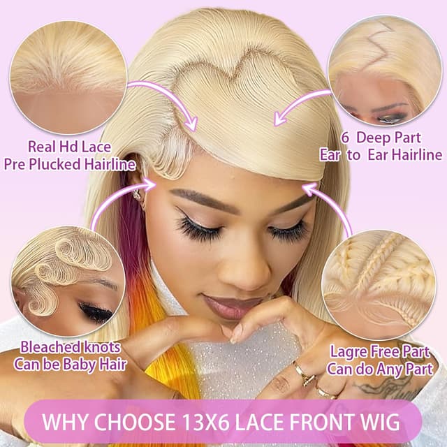 Thumbnail 1 de FXIMYLC 32 Inch 613 Blonde Lace Front Wig