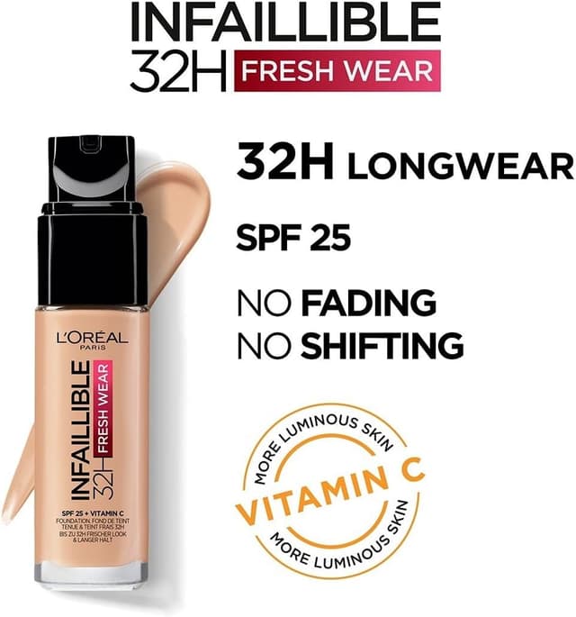 Detalle de L'Oréal Paris Fresh Wear Base 145 Beige Rosé