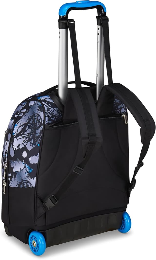 Detalle 2 de Seven Schulranzen mit Trolley-Funktion: Rucksack mit Rollen, zum Ziehen, ab 1. Klasse (blau-schwarz)