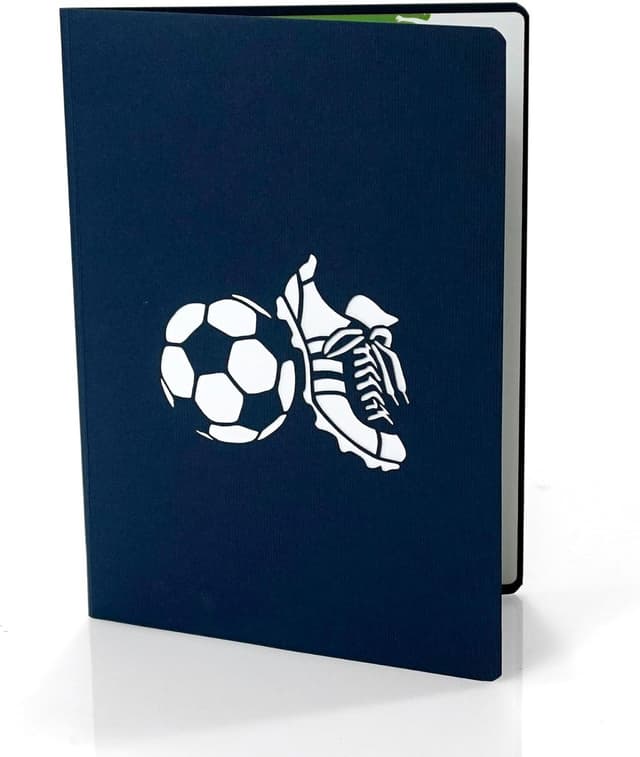 Detalle 2 de CUTPOPUP Football Soccer – Carte de fête des pères pop-up pour homme (15 x 20 cm) + note séparée