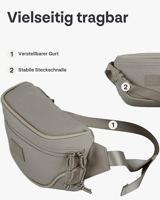 Detalle de JOHNNY URBAN Ben Bauchtasche für Damen & Herren – wasserabweisende Hip Bag für Alltag, Festival & Sport