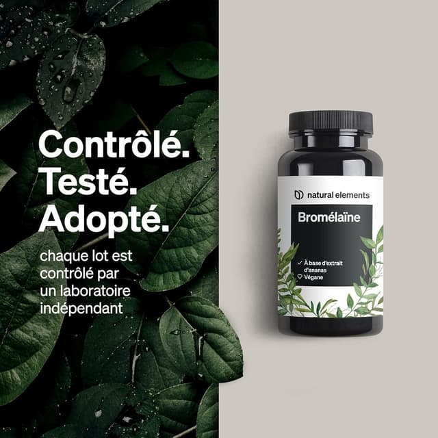 Detalle de Bromélaïne 400 mg (2 000 FIP) – 90 gélules gastrorésistantes, extrait naturel d’ananas