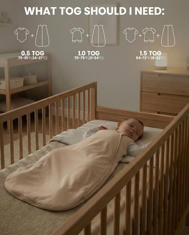 Detalle de WYTbaby 2er Pack Baby-Schlafsack 1,5 Tog aus 100% Baumwolle (0–24 Monate)