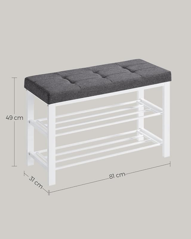 Detalle de Songmics Shoe Bench LBS057W01: panca scarpiera a 3 ripiani con seduta imbottita per ingresso e camera
