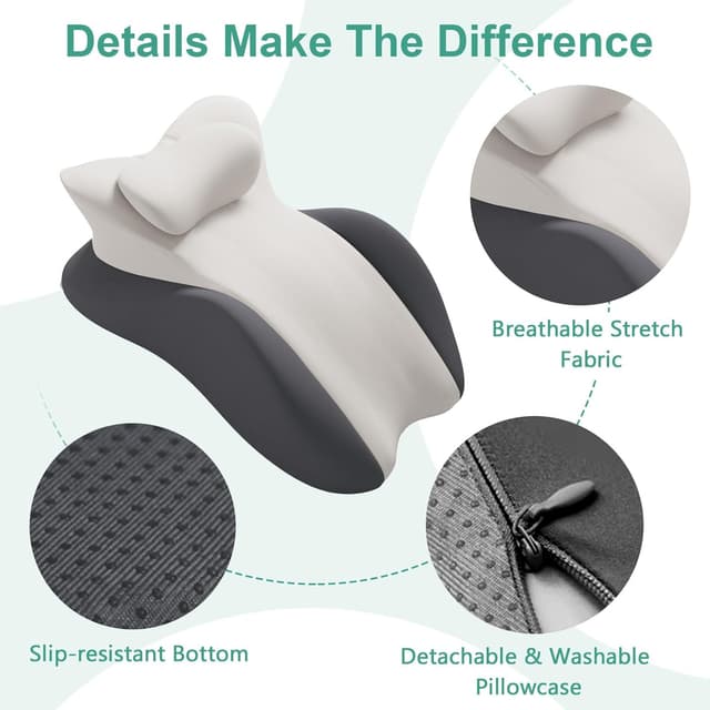 Thumbnail 6 de JOVELL Memory Foam Prone Pillow (Black/Gray) – wedge body pillow with removable cover