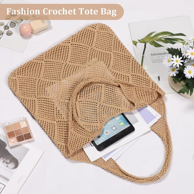 Thumbnail 6 de Etercycle Crochet Tote Bag – Mesh beach bag in brown for summer days