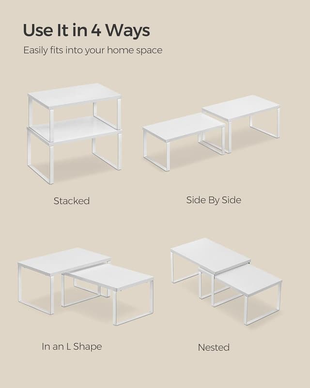 Thumbnail 6 de SONGMICS KCS027W01 Kitchen Cupboard Organisers (Set of 4) – stackable, expandable counter spice racks
