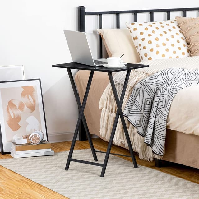 Detalle 2 de HOOBRO Tavolino pieghevole industriale da divano EBK15BZ01 (48 x 36 x 66,5 cm) color nero