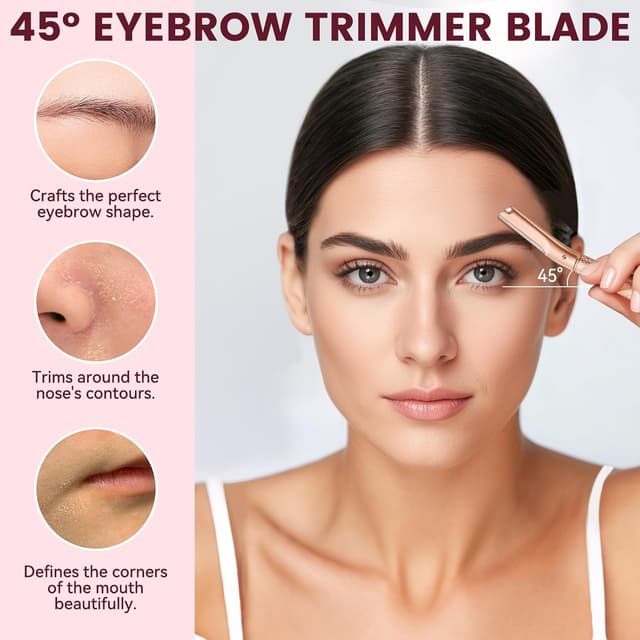 Detalle de Rose Gold Eyebrow & Face Dermaplaning Razor with 12 Refill Blades (Women’s Facial Hair Remover)