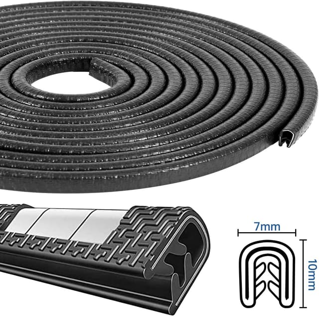 Detalle 2 de 10 m U-Shaped Car Door Edge Protectors Rubber Anti-Collision Trim (Black)