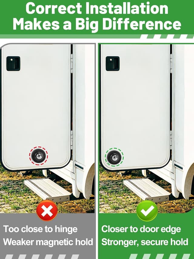 Detalle 2 de RV Magnetic Door Catch Kit (with Adhesive Tape & Screws) — Camper Trailer Door Holder, 1 Pack