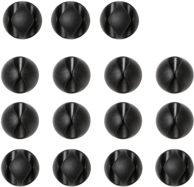 Detalle de URAQT Cable Clips Holders (15 pcs) – desk cord cable management clips for home, office and car, black