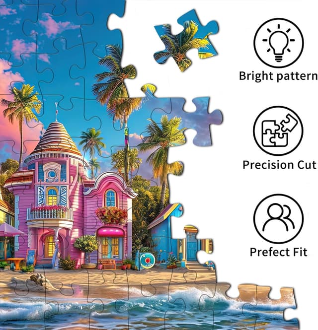 Detalle de Chalzidar Jigsaw Puzzles for Adults (1000 Pieces) Romantic Beach – 27.5×19.7 in