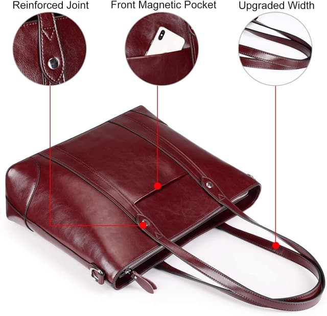 Detalle de S-ZONE Borsa Tote in pelle con tracolla per donna e laptop fino a 15,6