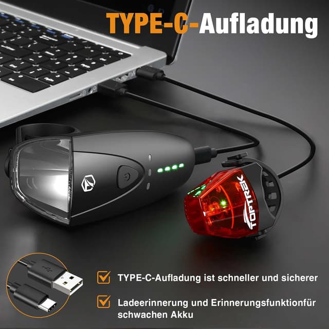 Thumbnail 4 de toptrek Fahrradlicht Set 100LUX Front- und Rücklicht