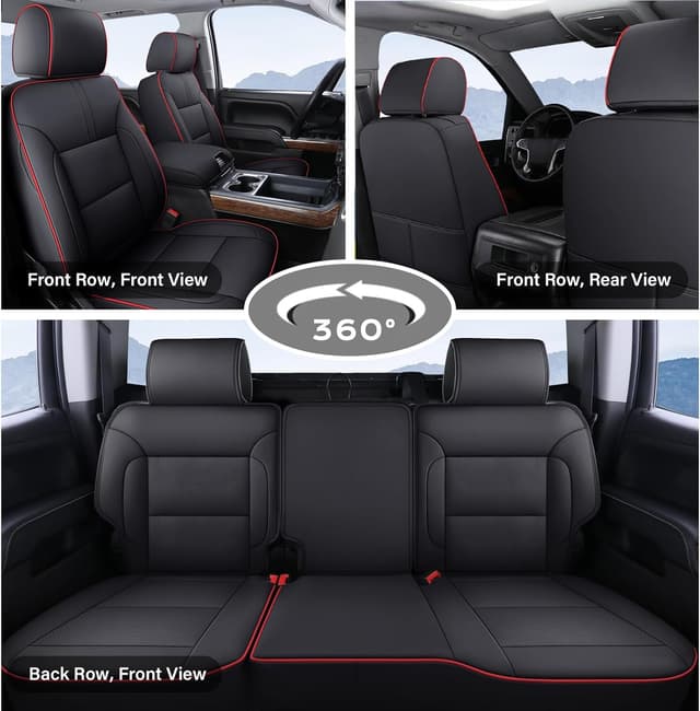 Thumbnail 6 de Coverado Chevy Silverado Seat Covers Full Set (Faux Leather) for 2014-2018 1500 & 2015-2019 2500HD/3500HD