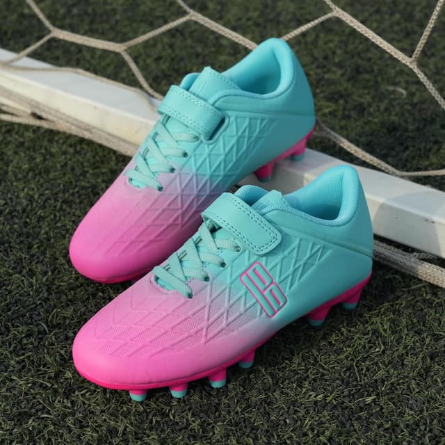 Detalle de brooman Kids Firm Ground Soccer Cleats with Hook-and-Loop Strap Closures and Soccer Socks