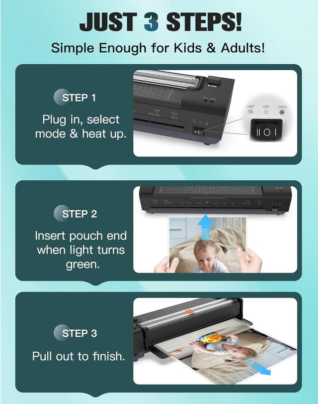 Thumbnail 6 de A3 Laminator Machine with 20 Laminating Sheets, Multi Function Laminator with Paper Trimmer Corner Rounder for Office School Business Home Use, Black
A3 Laminator Machine with 20 Laminating Sheets, Mu…