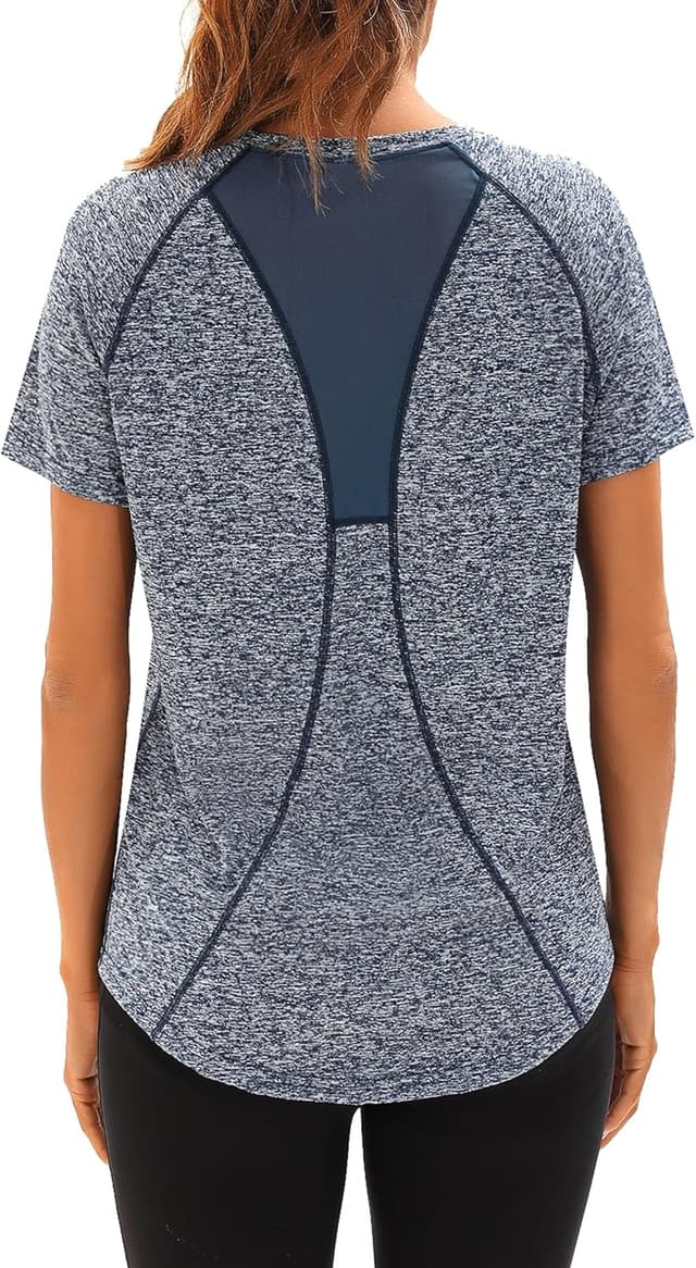 Thumbnail 6 de Wayleb Damen Sportshirt Kurzarm mit V-Ausschnitt und Mesh-Rücken – leichtes Funktionsshirt fürs Training