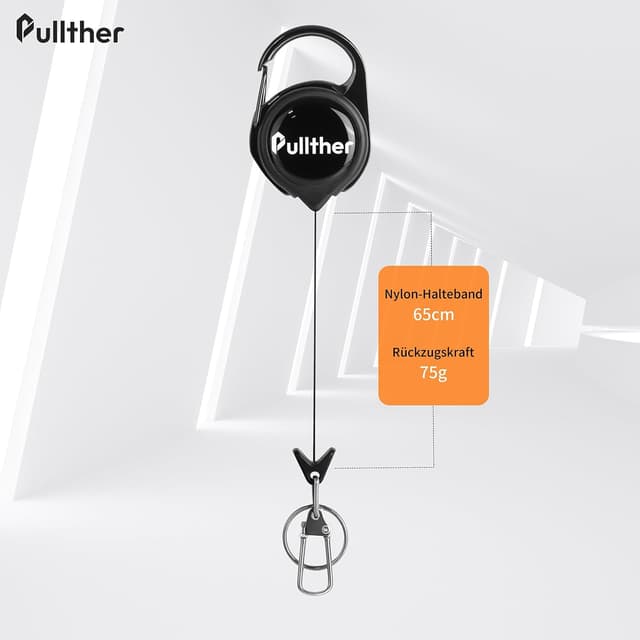 Detalle de pullther 3er Set ausziehbarer Schlüsselanhänger für Fliegenfischen – mit 360° Drehclip, bis 65 cm