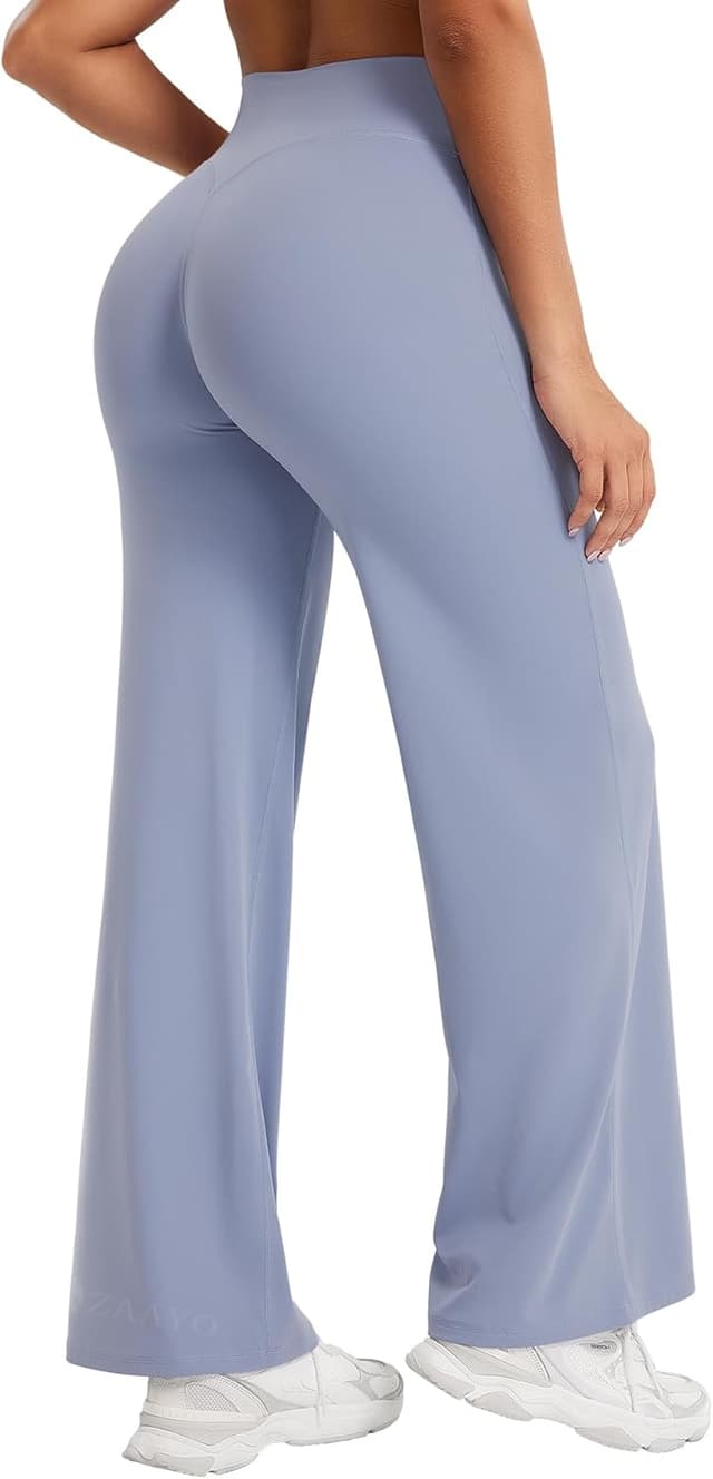 Detalle de ZAAYO Nahtlose Straight Leggings Damen – High Waist Flared Yoga Leggings für Gym & Alltag