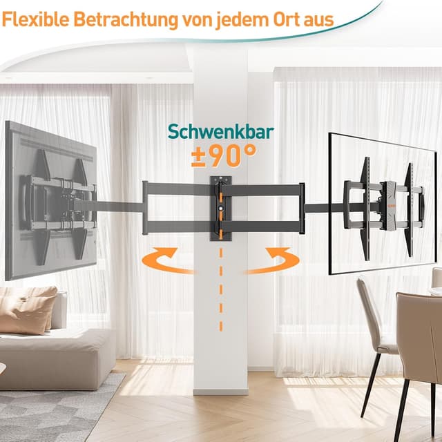 Detalle de ELIVED TV-Wandhalterung EV1036 mit extra langem Gelenkarm (813 mm) für 37–75" bis 45 kg, neigbar, schwenk- und drehbar