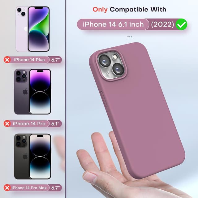 Detalle 2 de TOCOL Liquid Silicone Case for iPhone 14 (6.1-inch) – Lilac Purple, slim silky-soft anti-scratch cover
