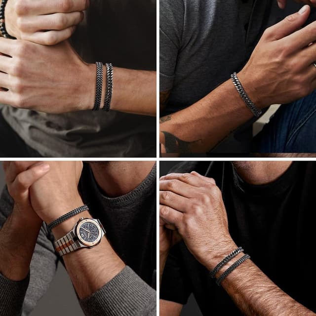 Detalle 2 de Edelstahl Panzerkette Herrenarmband 8 mm