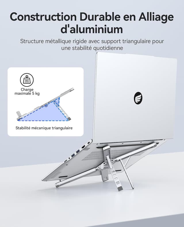 Detalle 2 de ORICO PN1 Support pliable 3-en-1 aluminium pour PC portable, tablette et téléphone jusqu’à 17