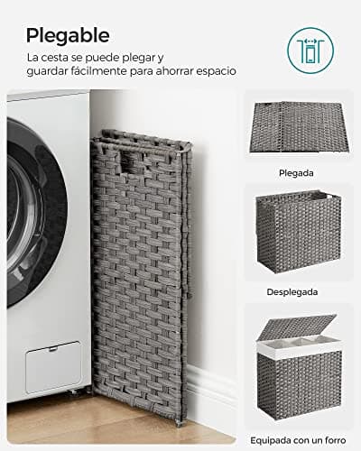 Thumbnail 8 de SONGMICS Cesto Ropa Sucia con Tapa y Ruedas