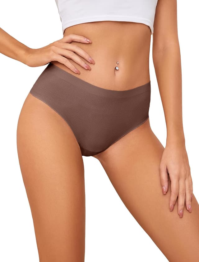 Detalle de VOENXE Seamless High-Waisted Thongs (No VPL) – 5-Pack