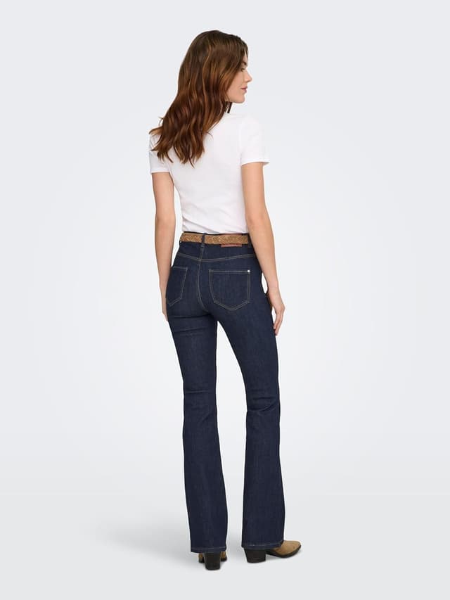 Detalle de ONLY Onlwauw Life HW Flared Rinse DNM: pantaloni a vita alta a campana da donna