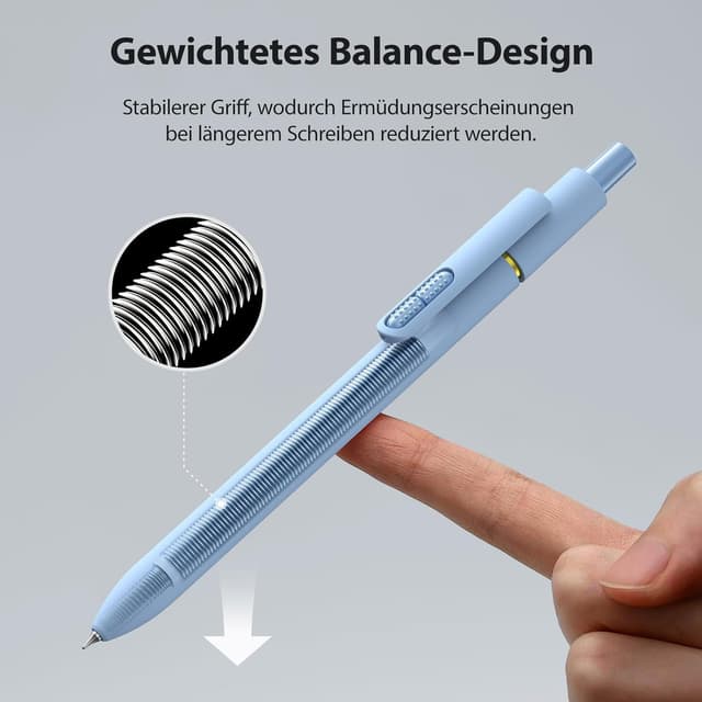 Detalle de JIMMIDDA 8er Gelstifte-Set (0,7 mm) mit schwarzer Tinte für Tagebuch, Notizen & Schule