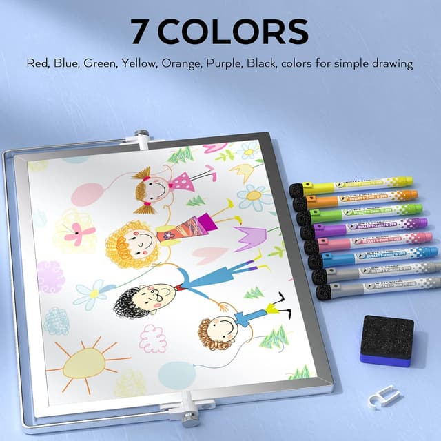 Detalle de Nicpro A3 Double-Sided Magnetic Dry Erase Mini Whiteboard (40 x 30 cm) with Stand, 8 Pens, Eraser & Magnets