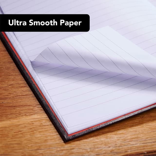 Detalle de A6 Oxford Black n’ Red casebound hardback notebook (ruled) – 192 pages, pack of 5