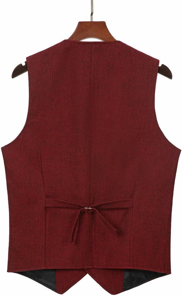 Detalle de Solovedress Vintage Classic Weste aus Wolle mit V-Ausschnitt – Regular Fit für Hochzeit & Business